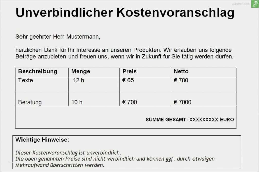 Angebot Einholen Vorlage Kostenlos Cool Gratis ...