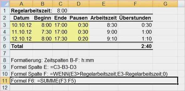 Excel Arbeitszeit Berechnen Mit Pause Vorlage Inspiration 59 ...