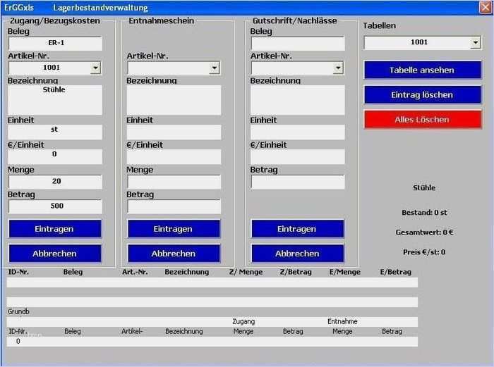 Excel Vorlage Lagerbestand Cool Lagerverwaltungsprogramm ...