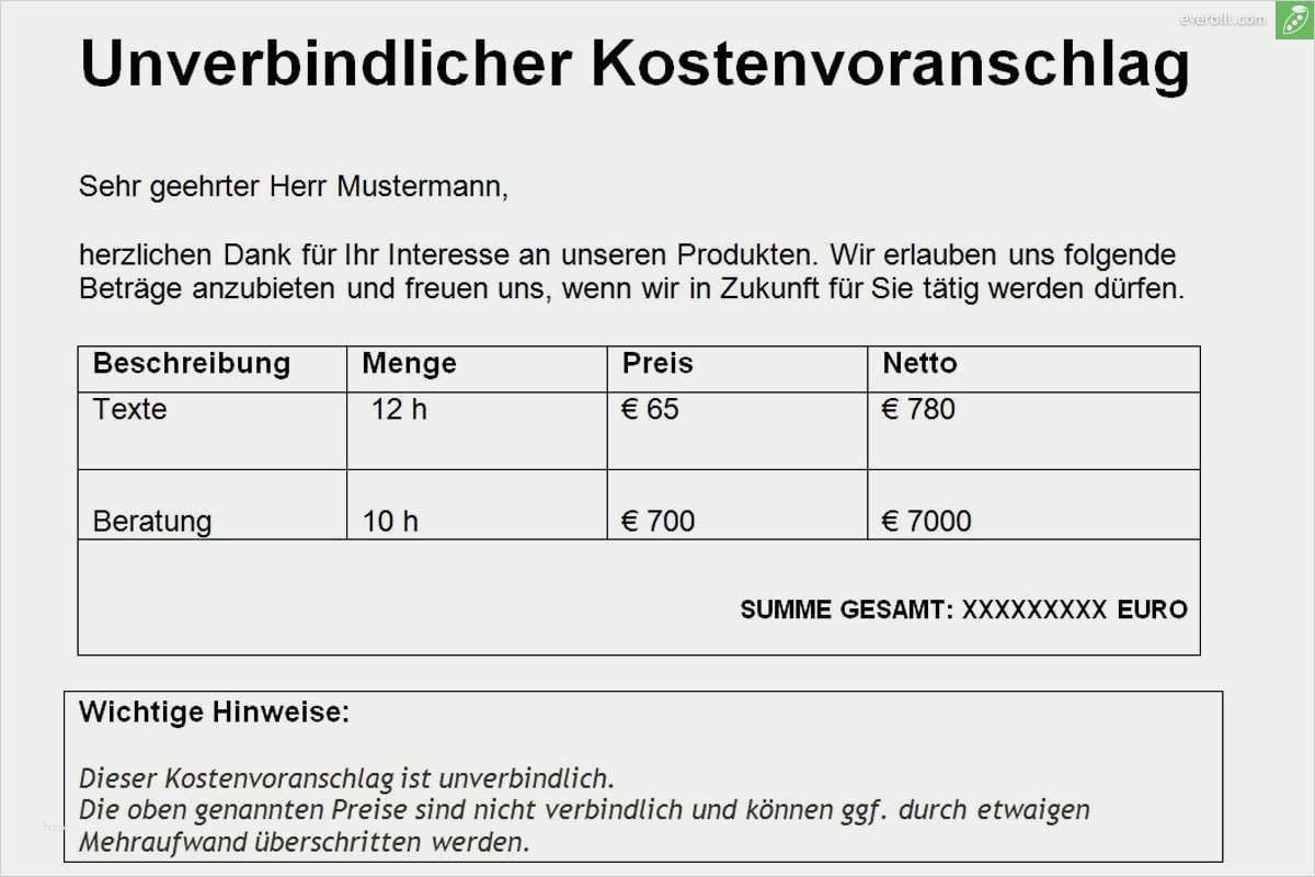 Fotograf Rechnung Vorlage Wunderbar Gratis Kostenvoranschlag Vorlage And Muster 