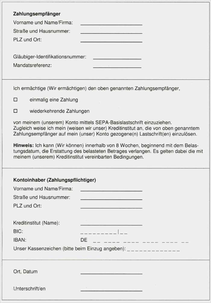 Kündigung Sepa Lastschriftmandat Vorlage Süß