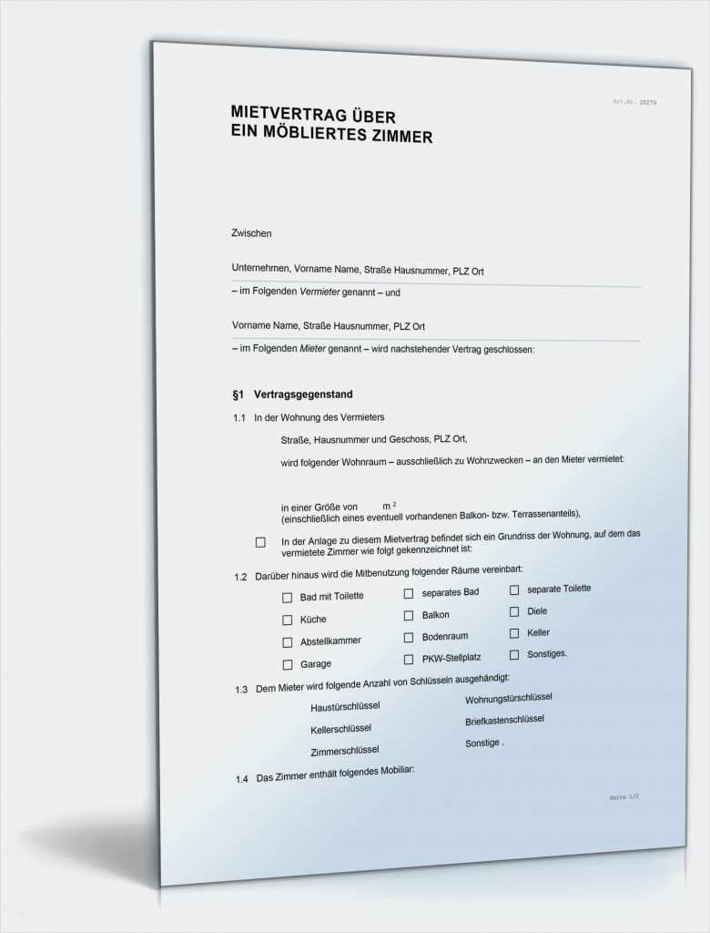 Mietvertrag Büro Vorlage Wunderbar Mietvertrag über Ein Möbliertes