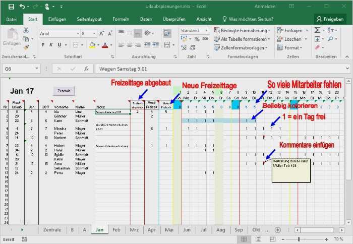 Personalplanung Excel Kostenlos - Bemerkenswert 17 Excel Vorlage