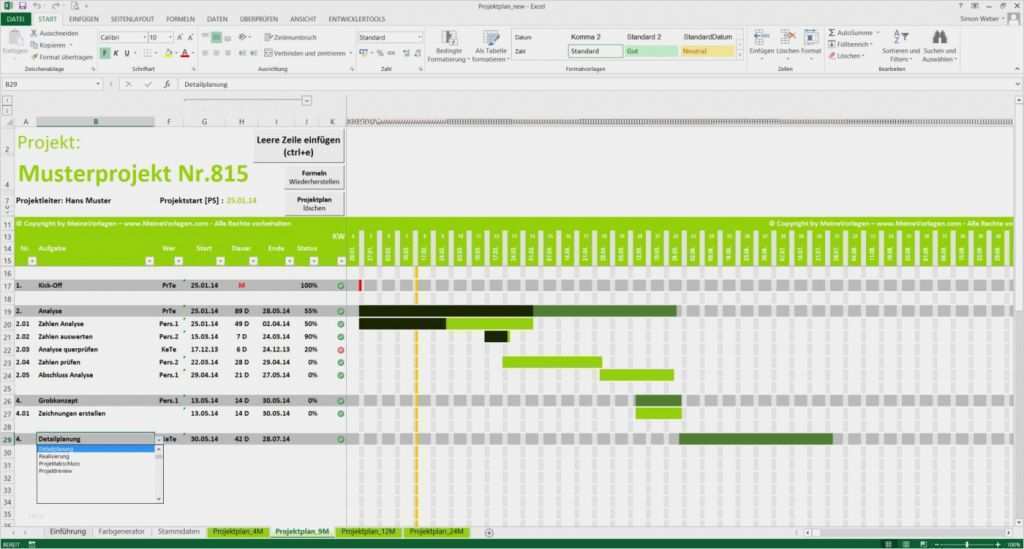 Projektplan Gantt Diagramm Excel Vorlage Genial Download Projektplan ...