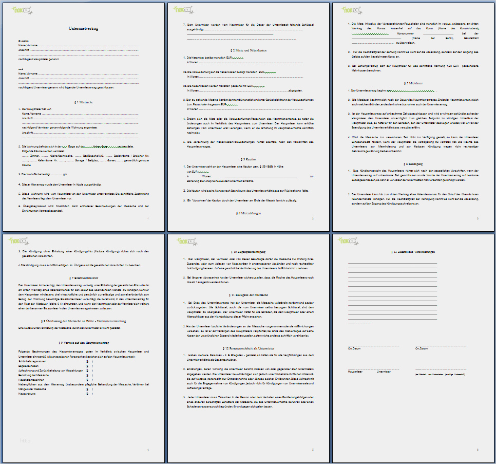 Untermietvertrag Vorlage Pdf Kostenlos Hübsch Untermietvertrag Vorlage - Download Kostenlos ...