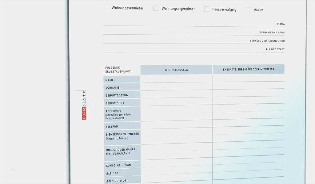 Vorlage Selbstauskunft Mieter Gut Selbstauskunft Mieter ...