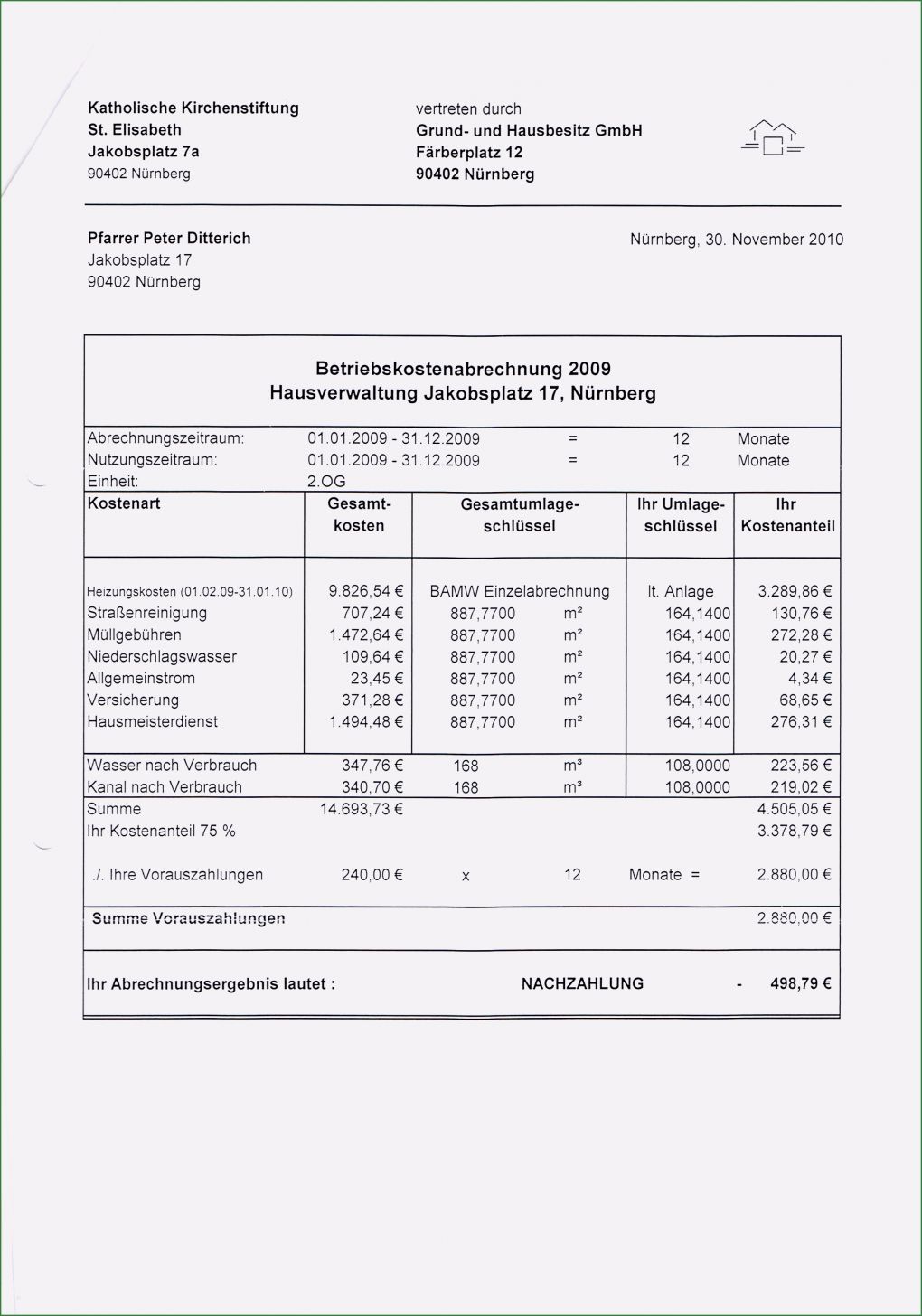 Nebenkostenabrechnung Mieter Vorlage Gut 17 Nebenkostenabrechnung